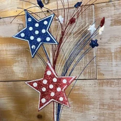 Floral^Liberty Floral Patriotic Polkadot Star Spray