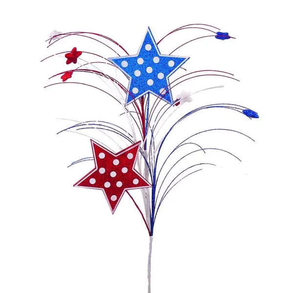 Floral^Liberty Floral Patriotic Polkadot Star Spray