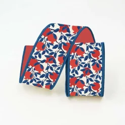 Ribbon^Farrisilk Patriotic Pomegranates Ribbon, 2.5" X 10Yd