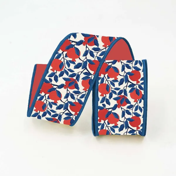 Ribbon^Farrisilk Patriotic Pomegranates Ribbon, 2.5" X 10Yd