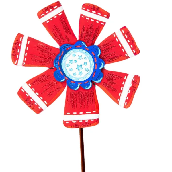 Pot Stakes^The Round Top Collection Patriotic Ribbon Flowers