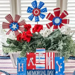 Wall Decor^The Round Top Collection Patriotic Ribbon Flowers