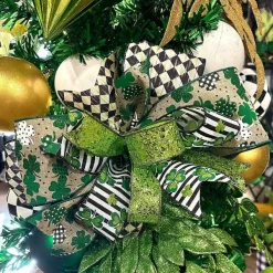 Ribbon^Craig Bachman Patterned Shamrocks Ribbon, 4" X 10Yd