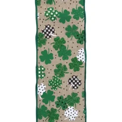 Ribbon^Craig Bachman Patterned Shamrocks Ribbon, 4