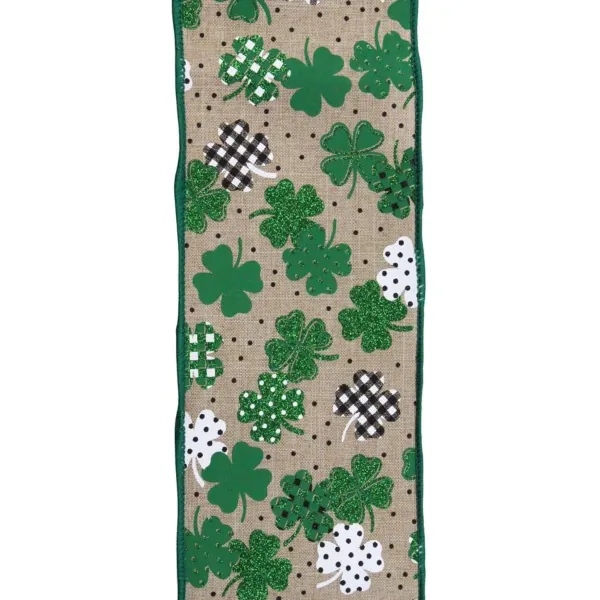 Ribbon^Craig Bachman Patterned Shamrocks Ribbon, 4" X 10Yd