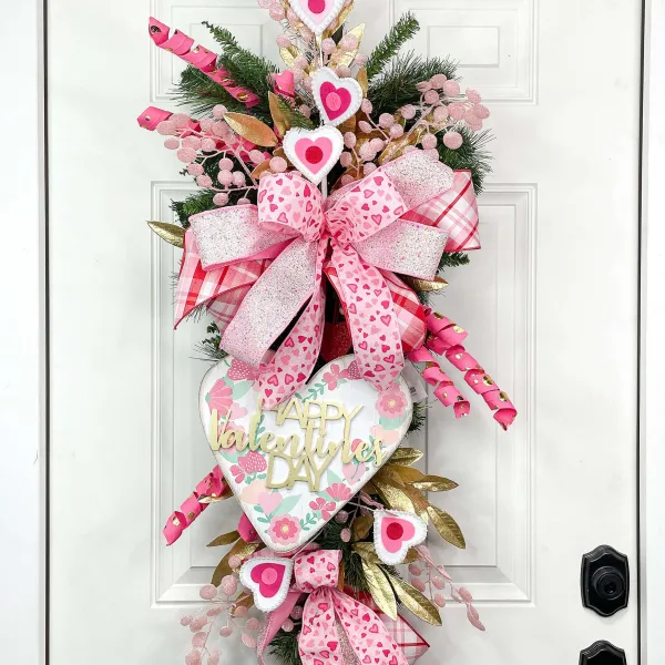 Sprays^Craig Bachman Pearl Trim Felt Heart Spray 24.5"