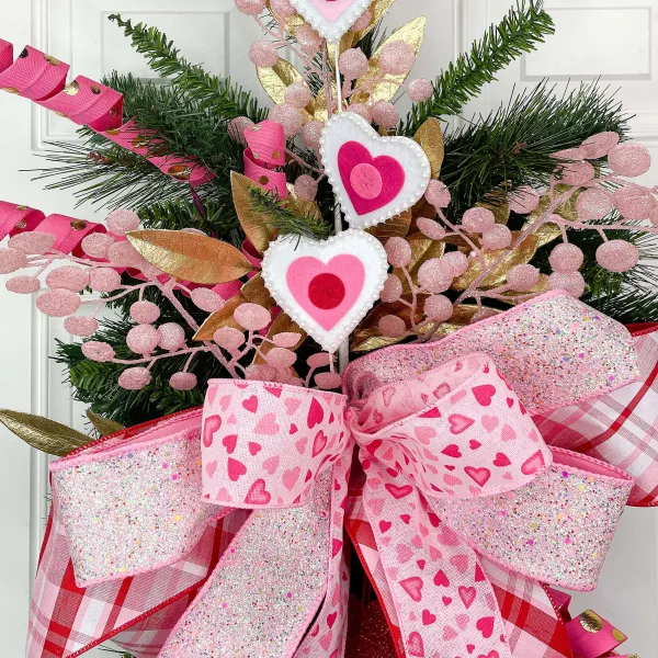 Sprays^Craig Bachman Pearl Trim Felt Heart Spray 24.5"