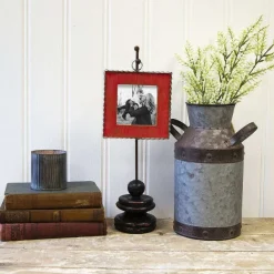 Table Decor^The Round Top Collection Pie Crust Photo Frame, Red Mini Gallery Art