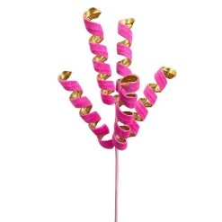 Floral^Liberty Floral Pink And Gold Frizzy Curly Pick