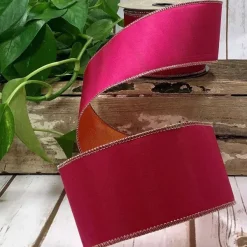 Spring^D. Stevens Pink And Orange Double Sided Taffeta Ribbon, 2.5" X 10Yd
