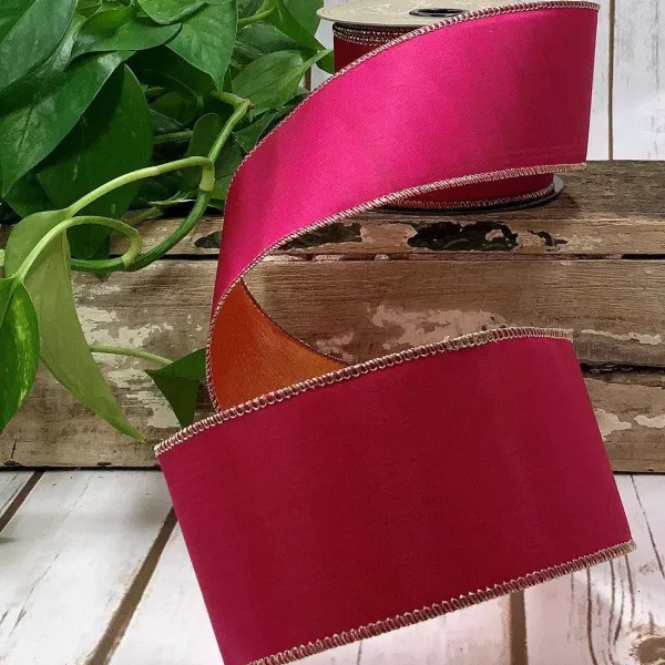 Spring Ribbon^D. Stevens Pink And Orange Double Sided Taffeta Ribbon, 2.5" X 10Yd