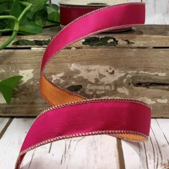 Spring Ribbon^D. Stevens Pink And Orange Double Sided Taffeta Ribbon, 1" X 10Yd