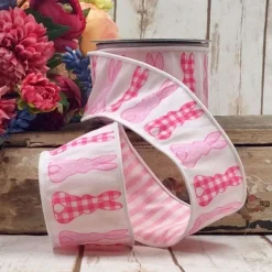 Spring^D. Stevens Pink And White Easter Ribbon, 2.5" X 10Yd