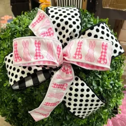 Spring Ribbon^D. Stevens Pink And White Easter Ribbon, 2.5" X 10Yd