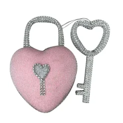 Table Decor^Liberty Floral Pink Barbie Style Bling Heart Lock & Key