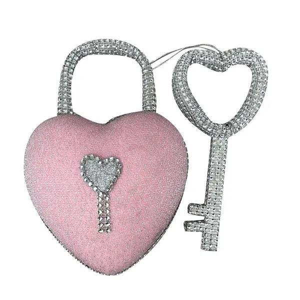 Figurines^Liberty Floral Pink Barbie Style Bling Heart Lock & Key