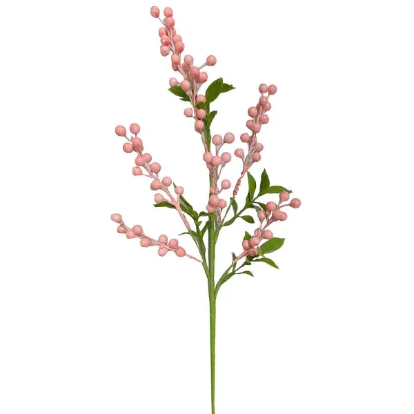 Spring^Liberty Floral Pink Berry Leaves Spray
