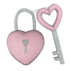 Table Decor^Liberty Floral Pink Bling Heart Lock & Key