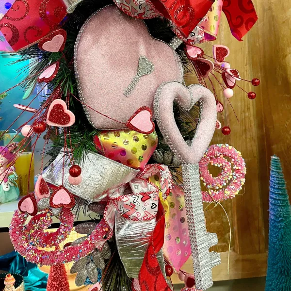 Home Accents^Liberty Floral Pink Bling Heart Lock & Key