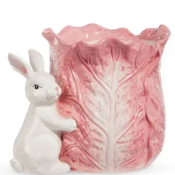 Table Decor^RAZ Pink Cabbage Container With Bunny