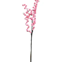 Floral^Liberty Floral Pink Chenille Curly Spray On Black Stem