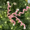 Sprays^Liberty Floral Pink Chenille Curly Spray On Black Stem
