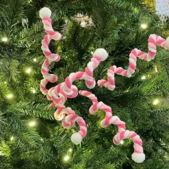 Sprays^Liberty Floral Pink Chenille Curly Spray On Black Stem