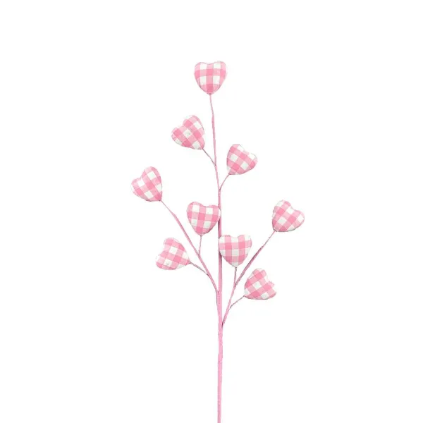 Sprays^Liberty Floral Pink Gingham Heart Spray