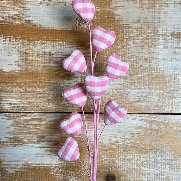 Sprays^Liberty Floral Pink Gingham Heart Spray