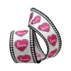 Ribbon^D. Stevens Pink Glitter Heart Black And White Ribbon, 2.5" X 10Yd