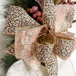 Ribbon^D. Stevens Pink Leopard Jacquard Ribbon, 4