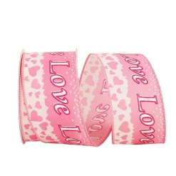 Ribbon^Reliant Ribbon Pink Love Glitter Flow Ribbon, 2.5" X 10Yd