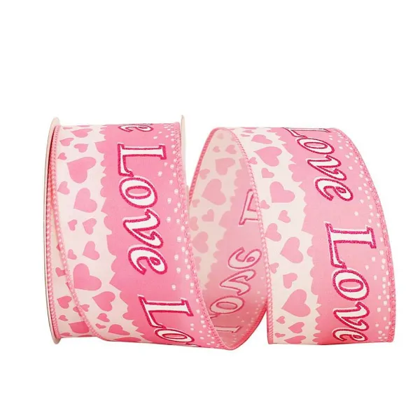 Ribbon^Reliant Ribbon Pink Love Glitter Flow Ribbon, 2.5" X 10Yd