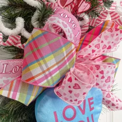 Ribbon^Reliant Ribbon Pink Love Glitter Flow Ribbon, 2.5