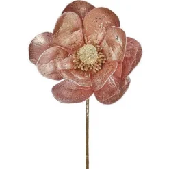Floral^Regency Pink Metallic Magnolia Stem, 24"