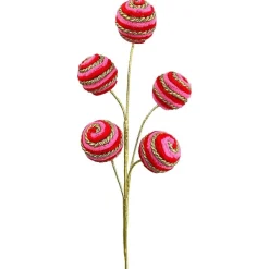 Floral^Liberty Floral Pink, Red, And Gold Twirl Ball Pick