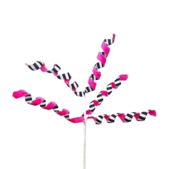 Picks^Liberty Floral Pink With Black And White 2-Sided Frizzy Curly Pick