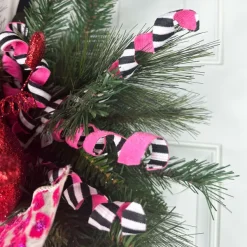 Floral^Liberty Floral Pink With Black And White 2-Sided Frizzy Curly Pick