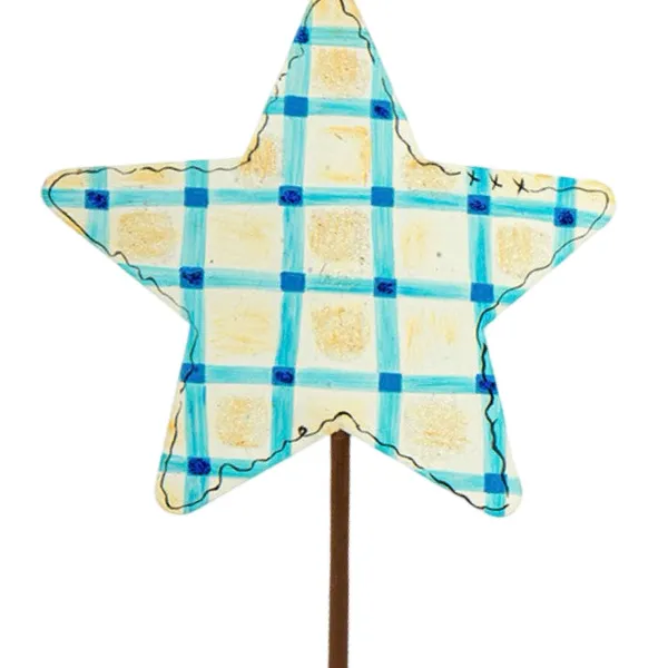Pot Stakes^The Round Top Collection Plaid & Daisy Stars