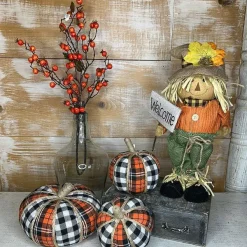 Figurines^Liberty Floral Plaid Fabric Pumpkin