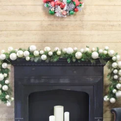 Winter^Farrisilk Platinum Glitter And Candy Apple Ball Garland, 10'
