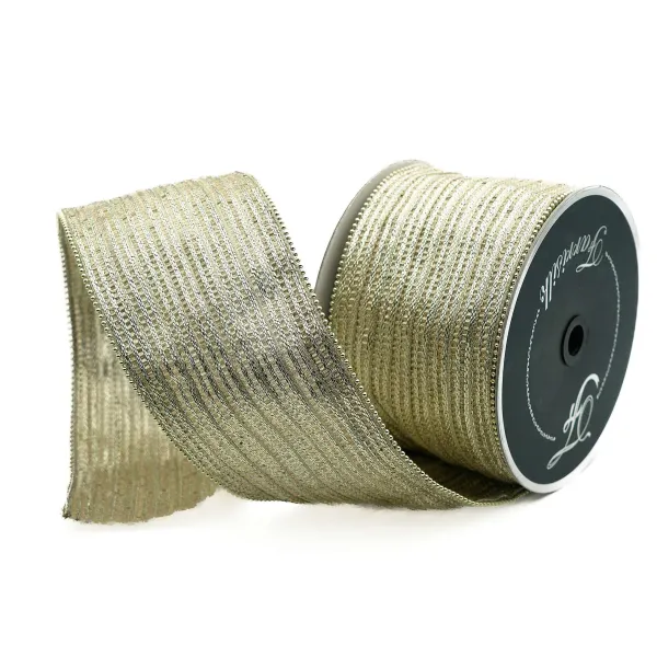 Ribbon^Farrisilk Platinum Metallic Jingle Ribbon, 4" X 10Yd
