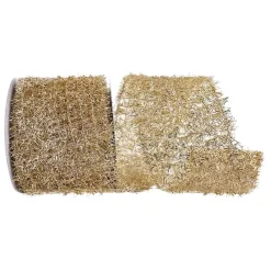 Mardi Gras^Reliant Ribbon Platinum Tinsel Ribbon, 4" X 10Yd