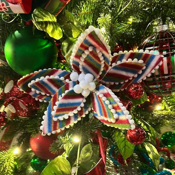 Floral^Direct Export Co. Playful Stripe Poinsettia Stem
