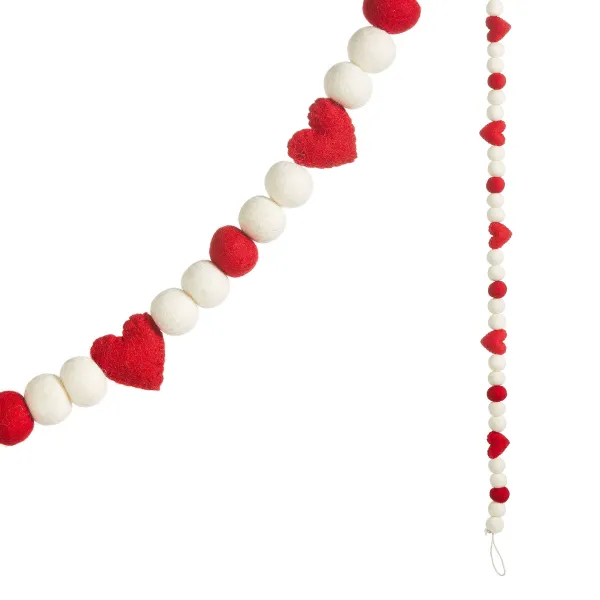 Garlands^RAZ Pom And Heart Felt Garland, 6'