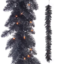 Garlands^RAZ Pre-Lit Black Tinsel Garland, 6'