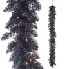 Table Decor^RAZ Pre-Lit Black Tinsel Garland, 6'