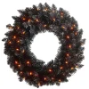 Wall Decor^RAZ Pre-Lit Black Tinsel Wreath