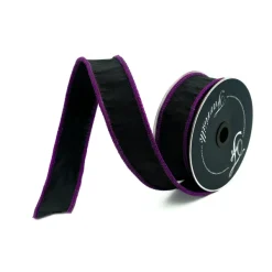 Mardi Gras^Farrisilk Purple And Black Luster Cord Ribbon, 1.5" X 10Yd