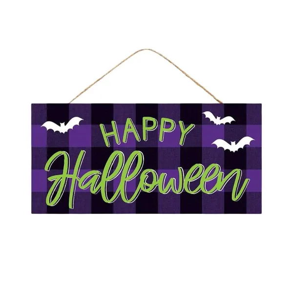 Wall Decor^Craig Bachman Purple Check Happy Halloween Sign